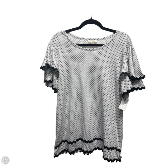Top Short Sleeve By Como Blu In Black & White, Size: Xl