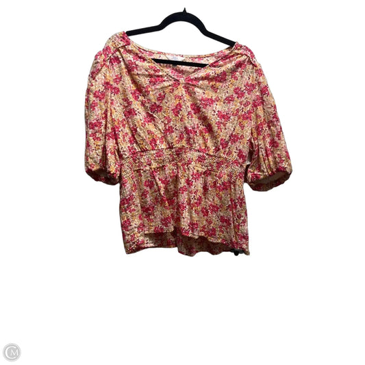 Top Short Sleeve By Time And Tru In Orange & Pink, Size: Xl