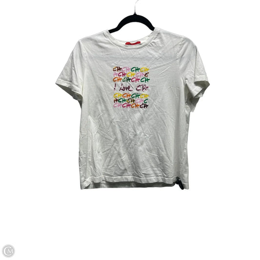 Top Short Sleeve Designer By Carolina Herrera In Pink & Yellow, Size: S