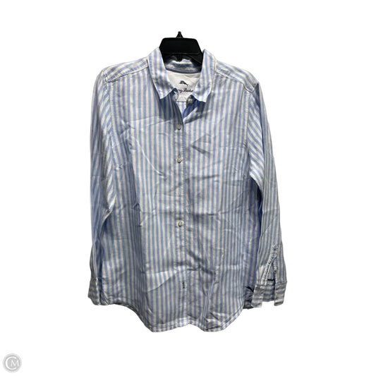 Top Long Sleeve By Tommy Bahama In Blue & White, Size: L