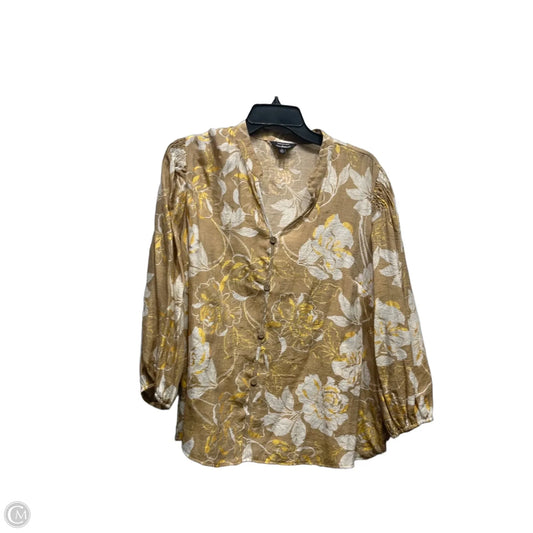 Top Long Sleeve By Unique Spectrum In Brown & Yellow, Size: Xl