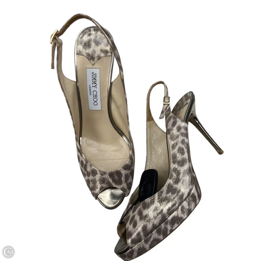 Shoes Luxury Designer By Jimmy Choo In Gold, Size: 9