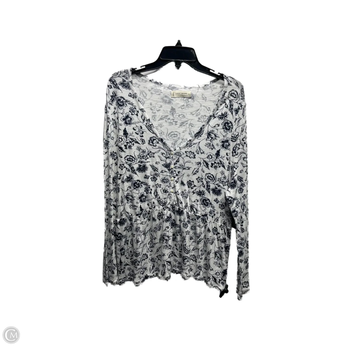 Top Long Sleeve By Lucky Brand In Blue & White, Size: L