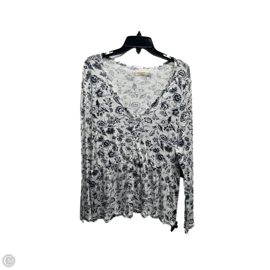 Top Long Sleeve By Lucky Brand In Blue & White, Size: L