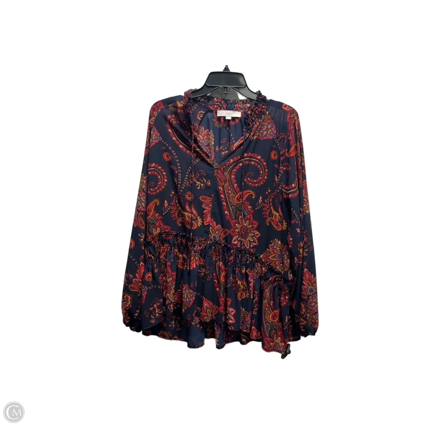 Top Long Sleeve By Loft In Blue & Red, Size: Xl