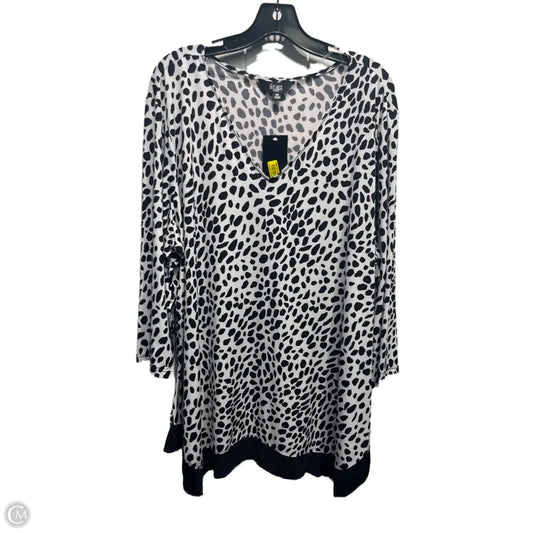 Top Long Sleeve By Investments In Black & White, Size: 3x