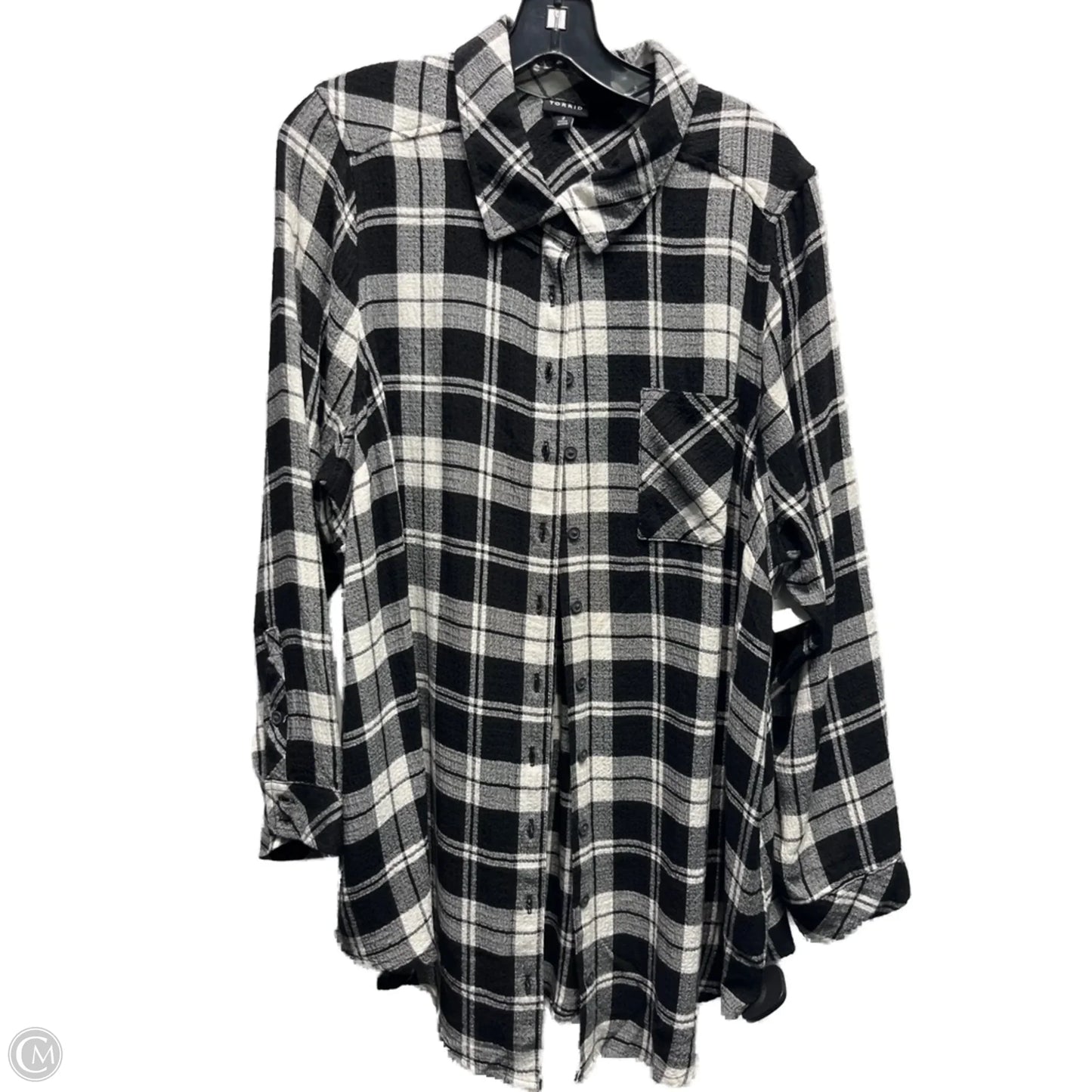 Top Long Sleeve By Torrid In Black & White, Size: 2x