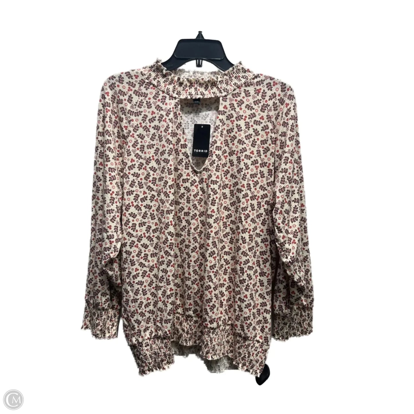 Top Long Sleeve By Torrid In Cream & Red, Size: 2x