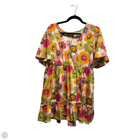 Dress Casual Short By Impressions In Orange & Pink, Size: M