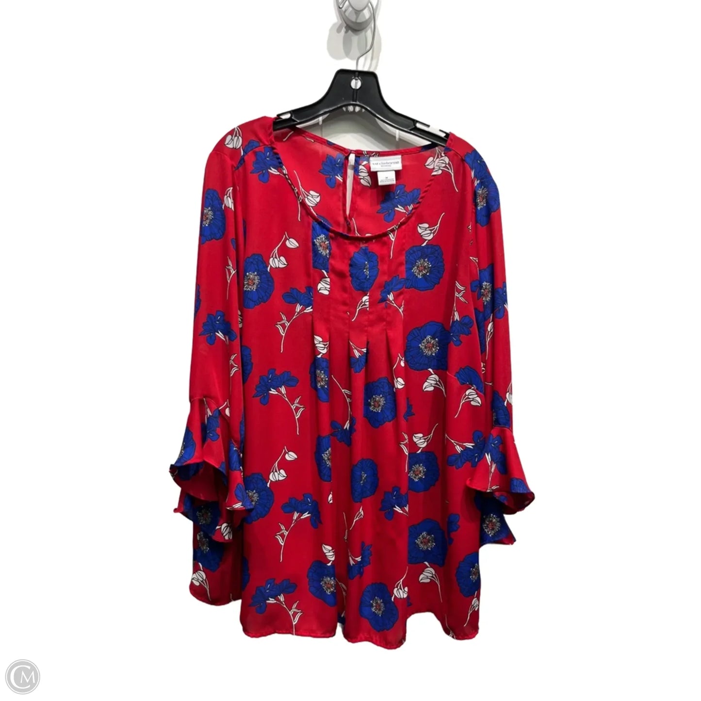 Top Long Sleeve By Liz Claiborne In Blue & Red, Size: 1x