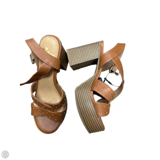 Sandals Heels Block By Report In Brown, Size: 5.5