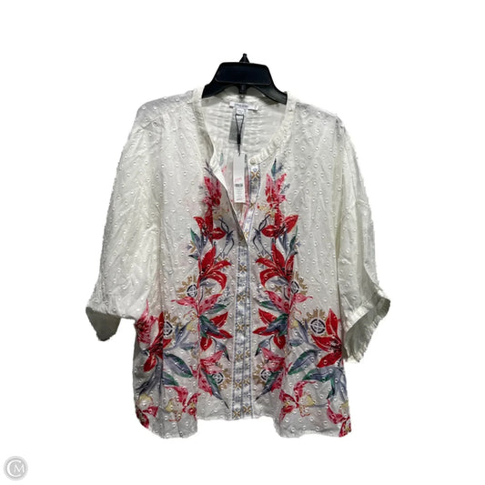 Top Long Sleeve By Chicos In White, Size: Xl