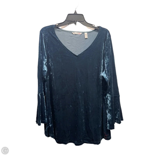 Top Long Sleeve By Isaac Mizrahi Live Qvc In Blue, Size: 1x