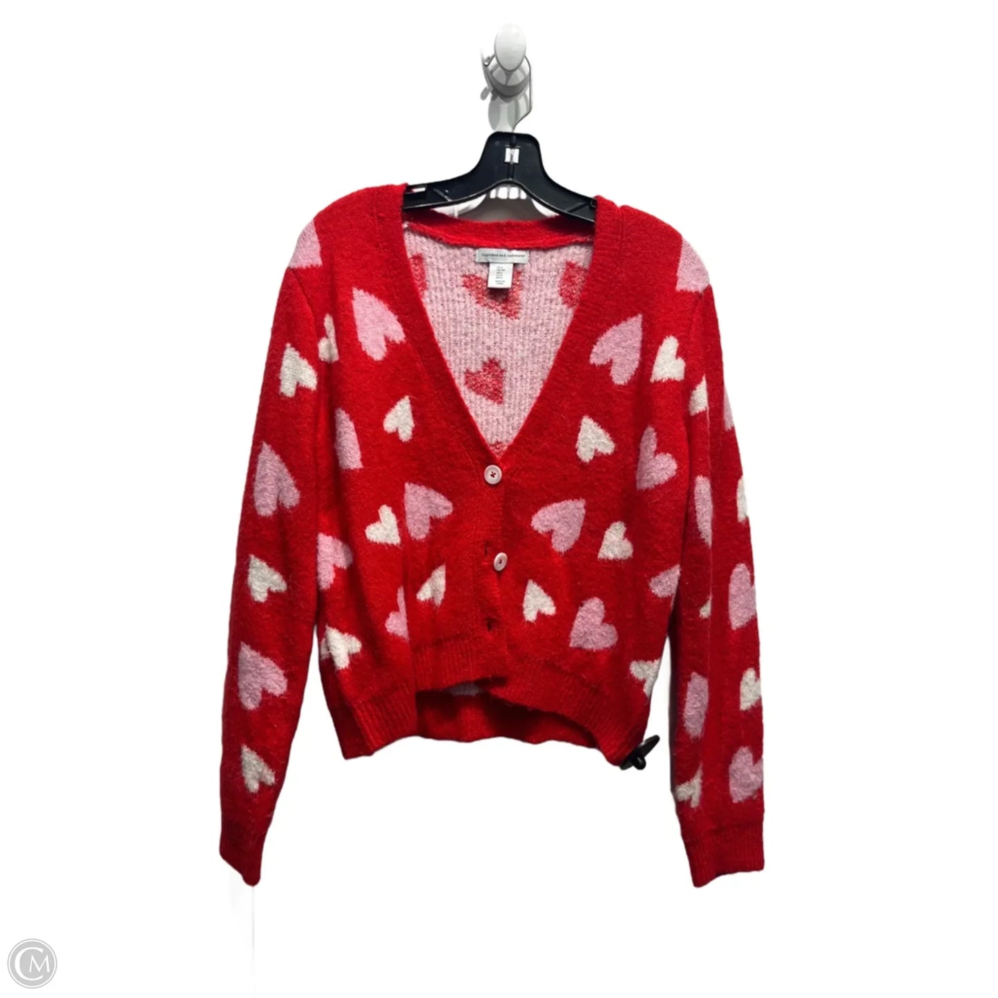 Sweater Cardigan By Cupcakes And Cashmere In Pink & Red, Size: S