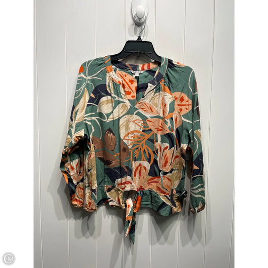 Top Long Sleeve By Nic + Zoe In Green & Orange, Size: M