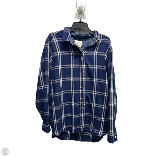 Top Long Sleeve By Jachs Girlfirend In Blue, Size: Xl