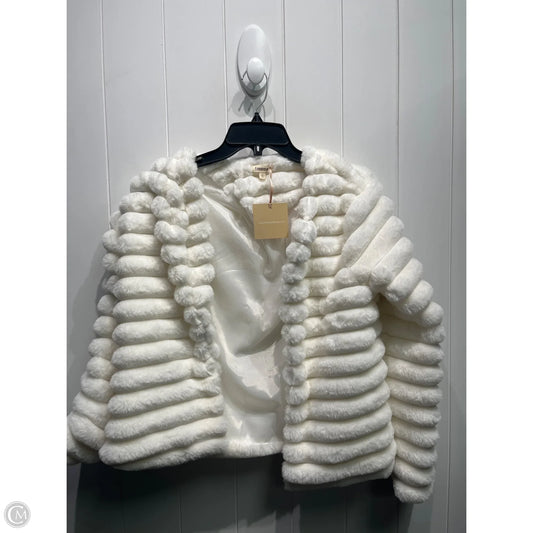 Coat Faux Fur & Sherpa By FREEME In White, Size: L