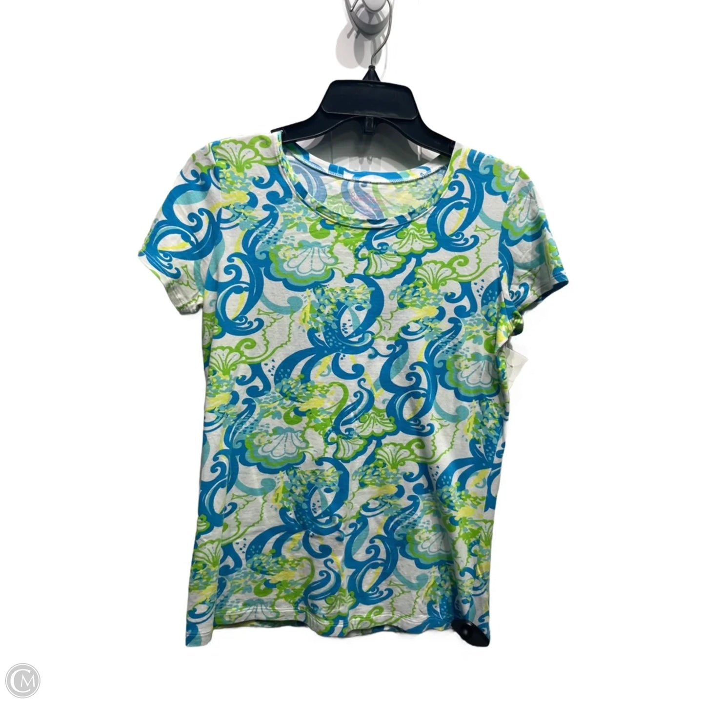 Top Short Sleeve Designer By Lilly Pulitzer In Blue & Green, Size: S