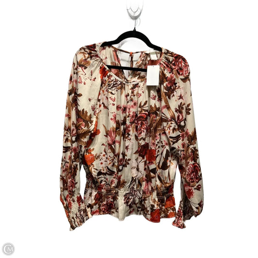 Blouse Long Sleeve By H&m In Brown & Red, Size: L