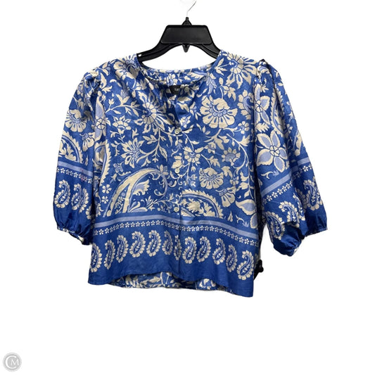 Top Short Sleeve By Karen Kane In Blue & White, Size: Xs
