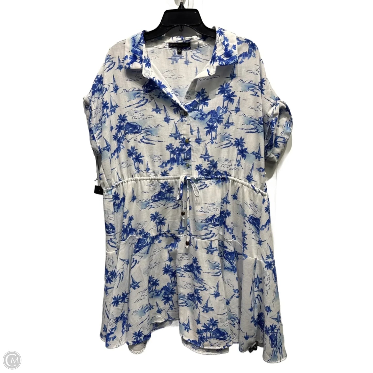 Dress Casual Short By Adrienne Vittadini In Blue & White, Size: Xl