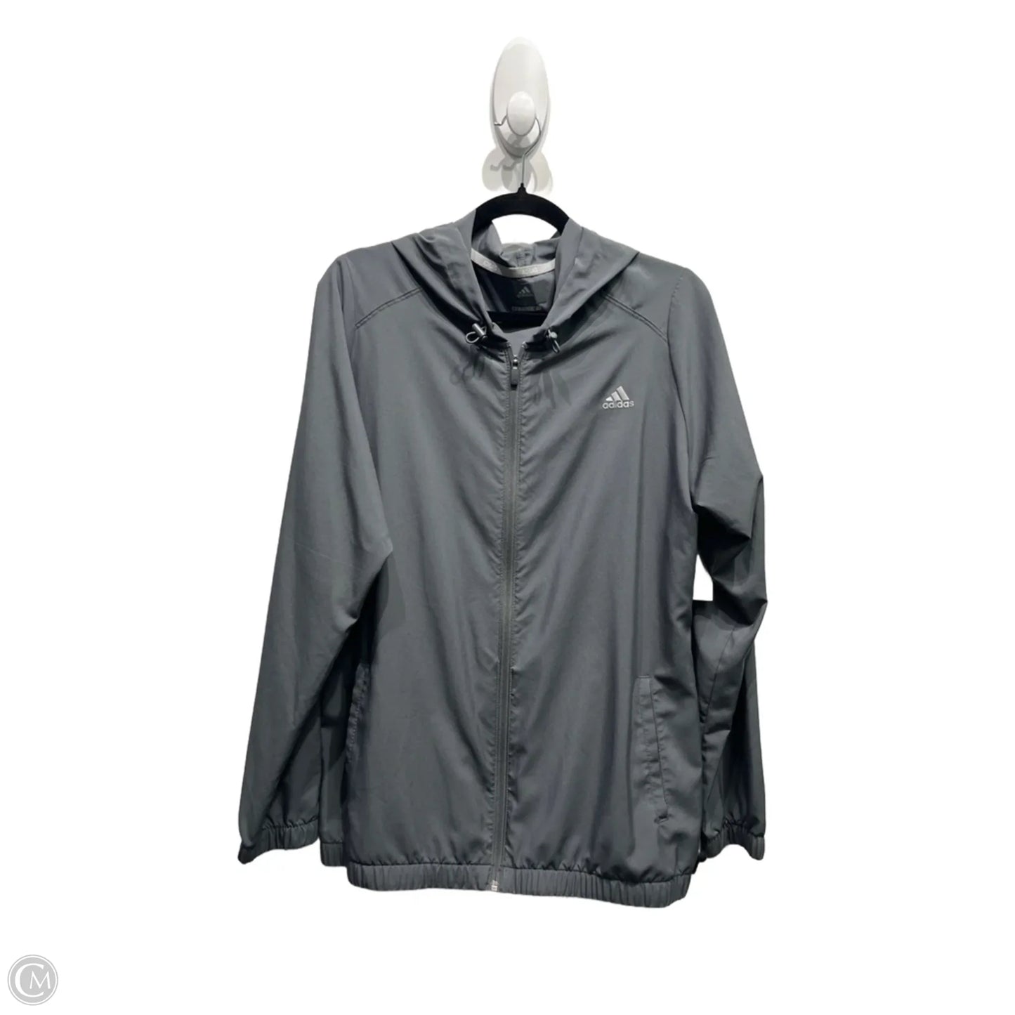 Athletic Jacket By Adidas In Grey, Size: L