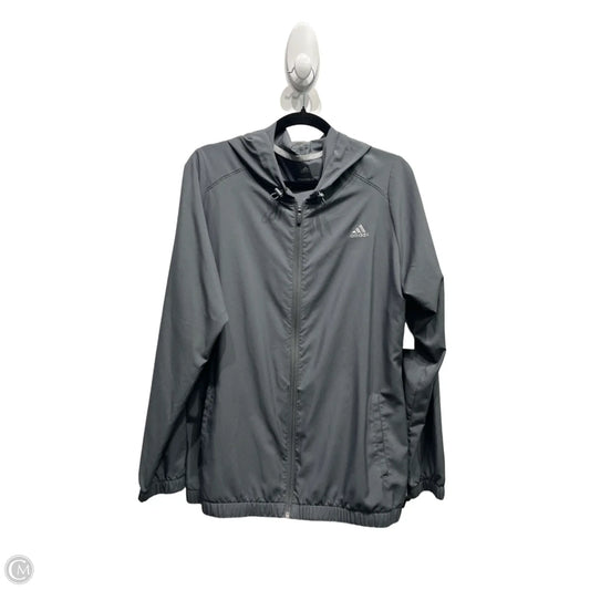 Athletic Jacket By Adidas In Grey, Size: L