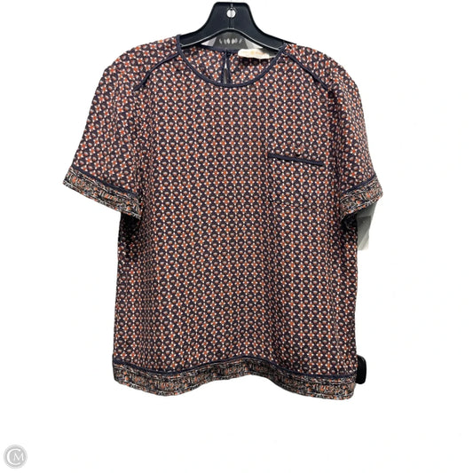 Top Short Sleeve Designer By Tory Burch In Blue & Orange, Size: M