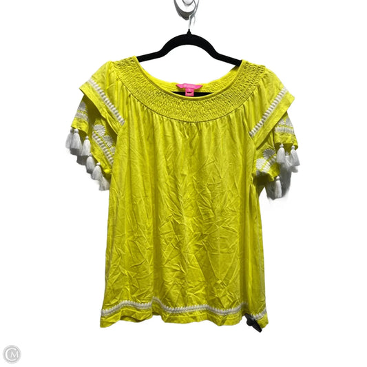 Top Short Sleeve Designer By Lilly Pulitzer In Yellow, Size: S