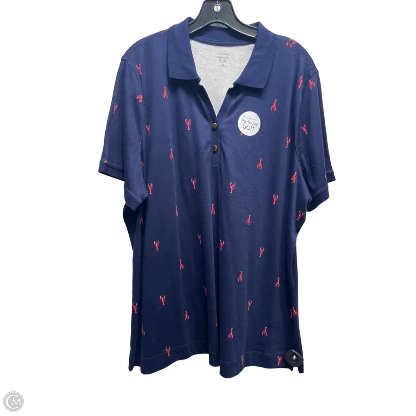 Top Short Sleeve By Kim Rogers In Navy, Size: 1x
