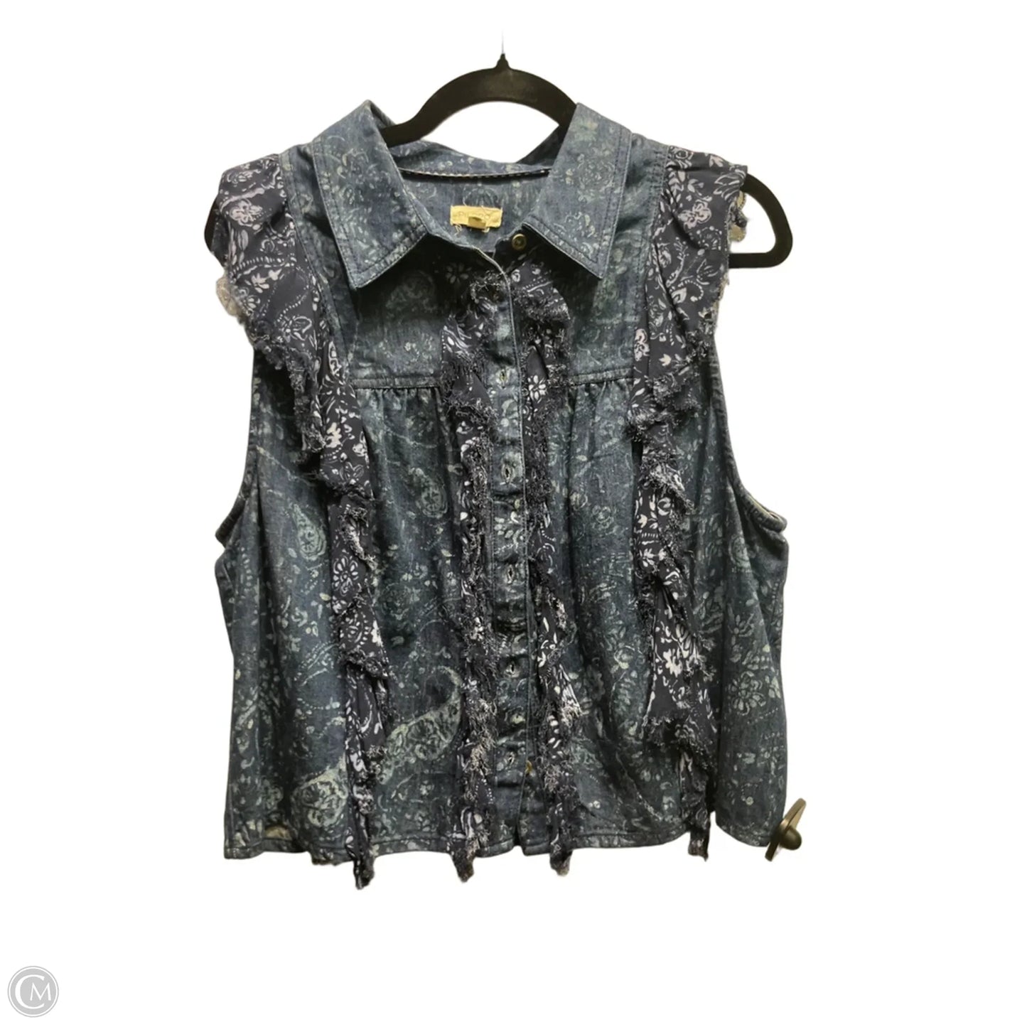 Top Short Sleeve By Pilcro In Blue Denim, Size: M