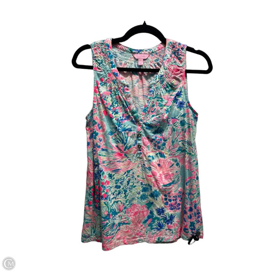 Top Sleeveless Designer By Lilly Pulitzer In Blue & Pink, Size: M