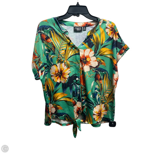 Top Short Sleeve By Onque In Green & Yellow, Size: Xl