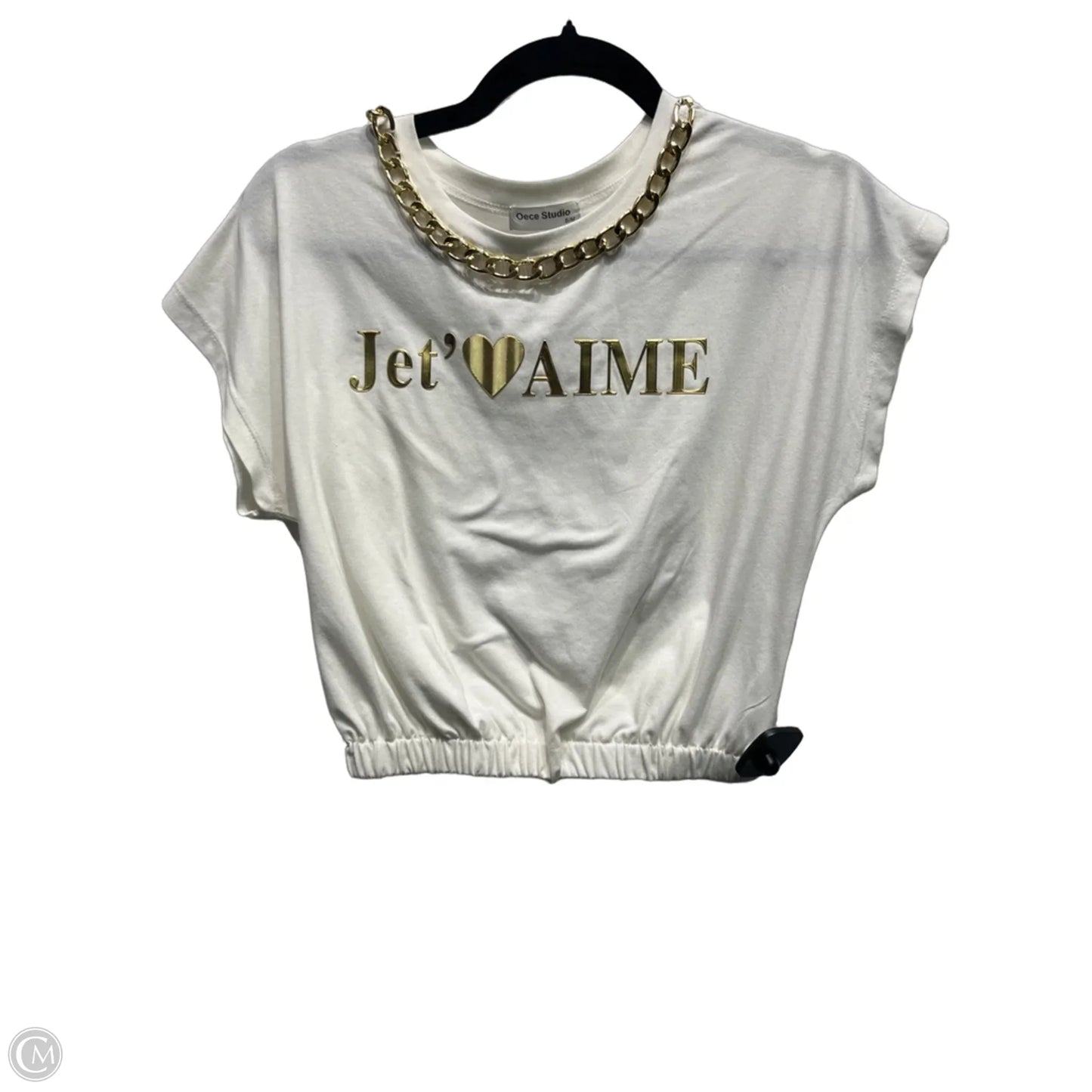 Top Short Sleeve By OECE STUDIO In Gold & White, Size: S