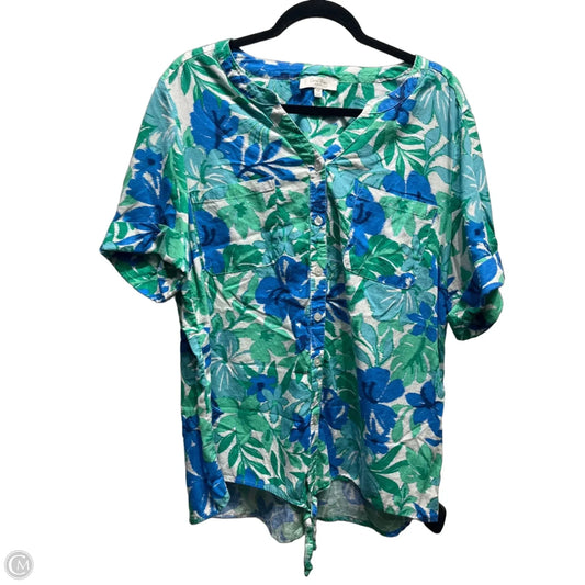Top Short Sleeve By Coral Bay In Blue & Green, Size: 1x
