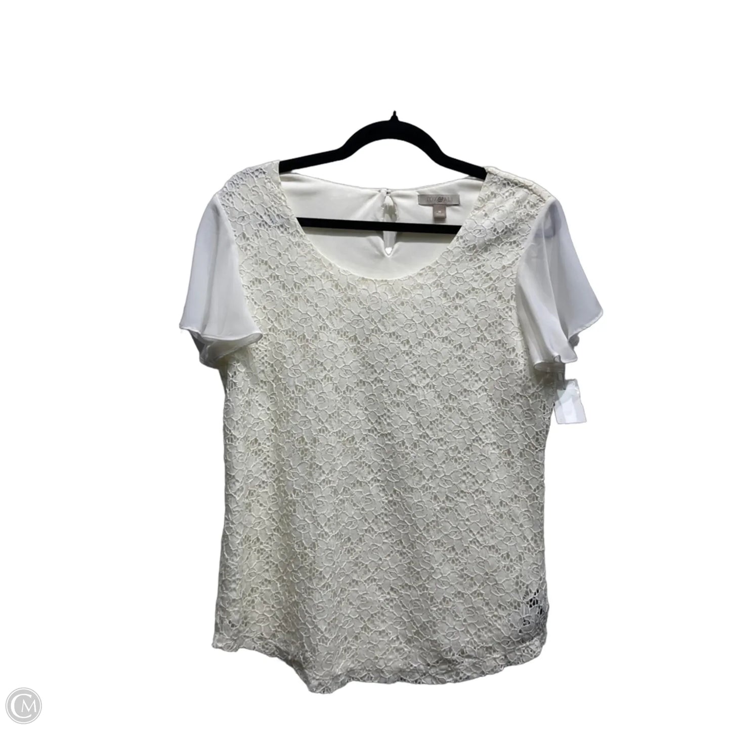 Top Short Sleeve By Roz And Ali In Cream, Size: M