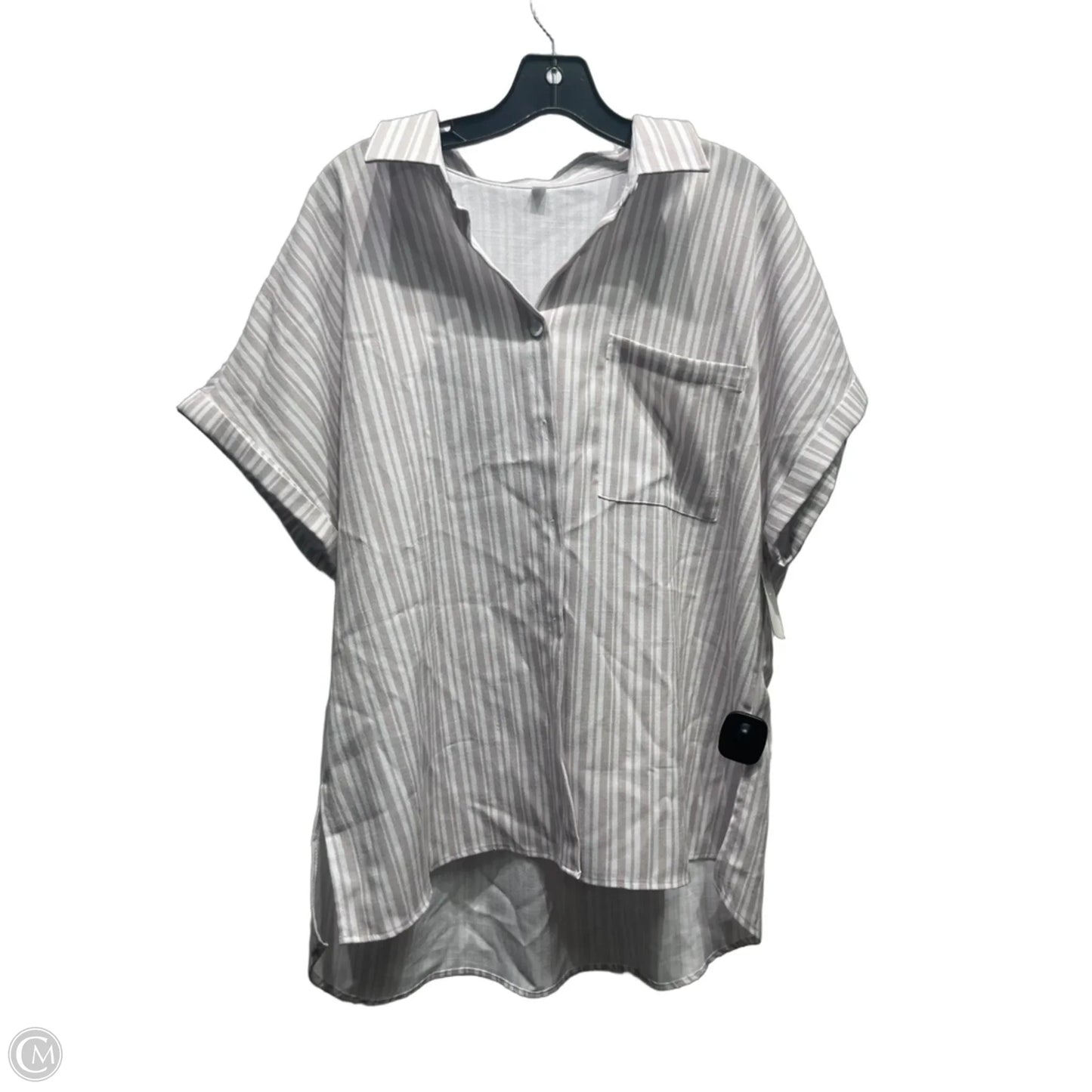 Top Short Sleeve By Clothes Mentor In Tan & White, Size: Xl