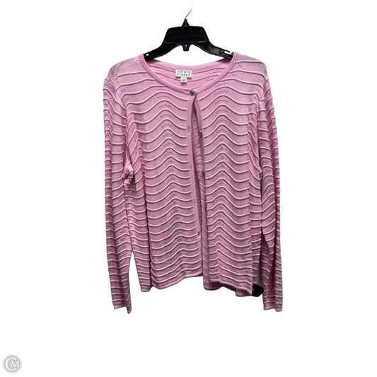 Sweater Cardigan By Joan Rivers In Pink, Size: 1x