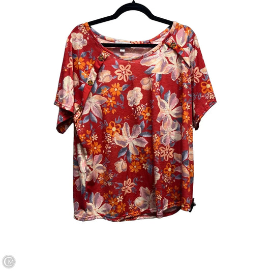 Top Short Sleeve By ANNELIEGE In Orange & Red, Size: 2x