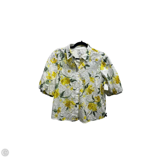 Top Short Sleeve By Chicos In Green & Yellow, Size: M