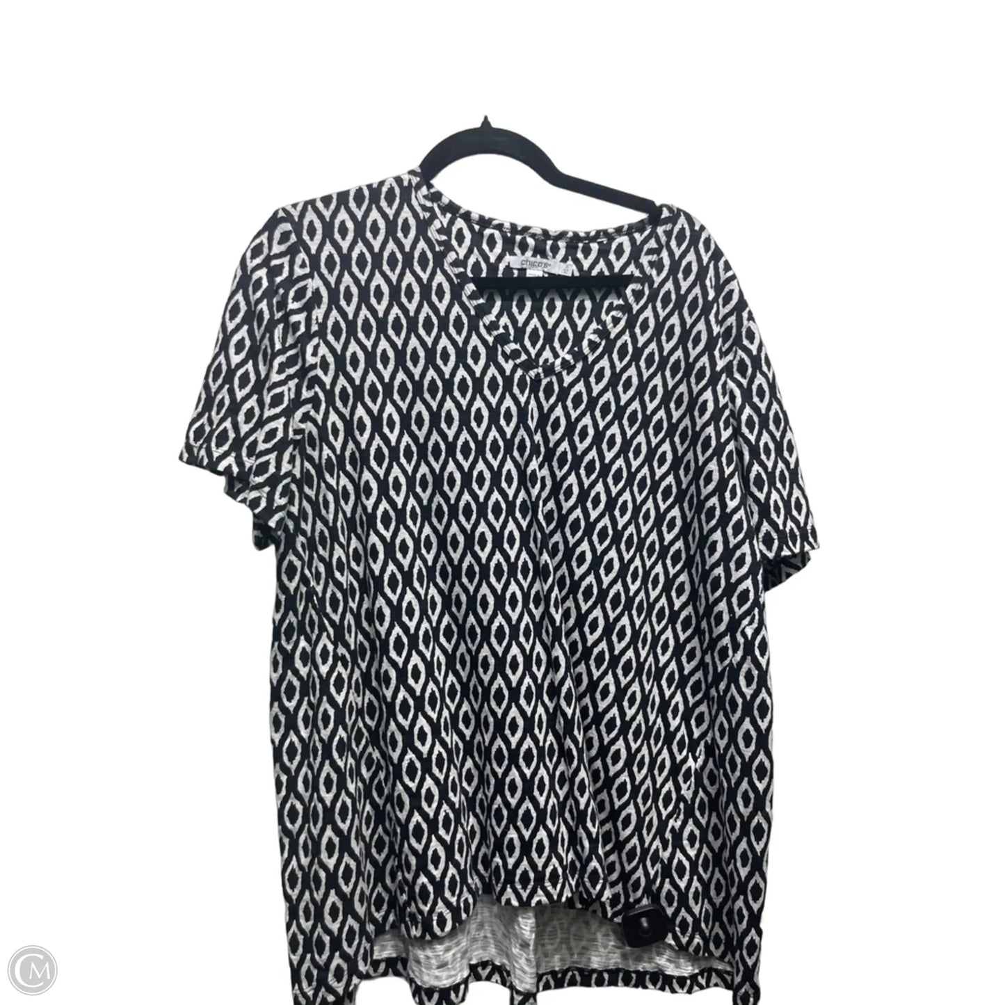 Top Short Sleeve By Chicos In Black & White, Size: Xl