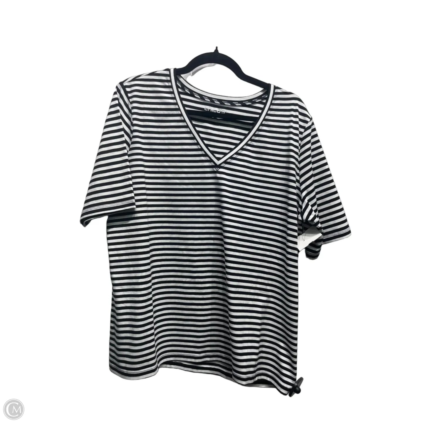 Top Short Sleeve By Chicos In Black & White, Size: Xl