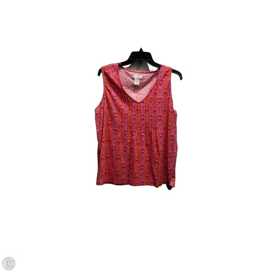 Top Sleeveless By Stella Parker In Orange & Pink, Size: L