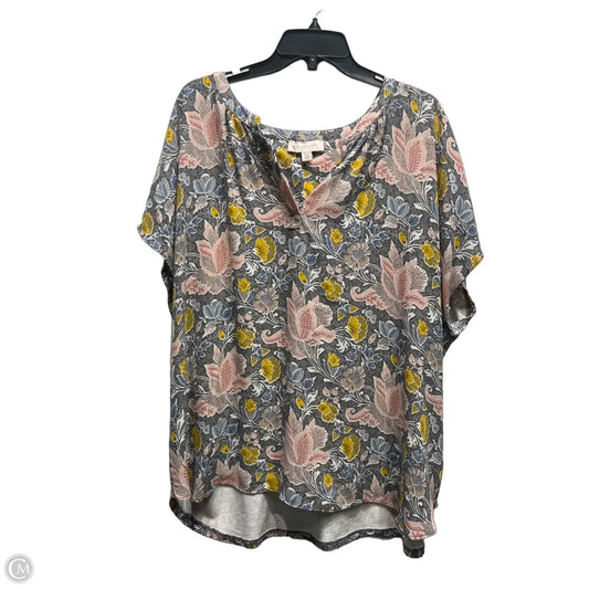 Top Short Sleeve By Philosophy In Grey & Pink, Size: 2x