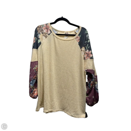 Top Long Sleeve By Bibi In Cream & Red, Size: Xl