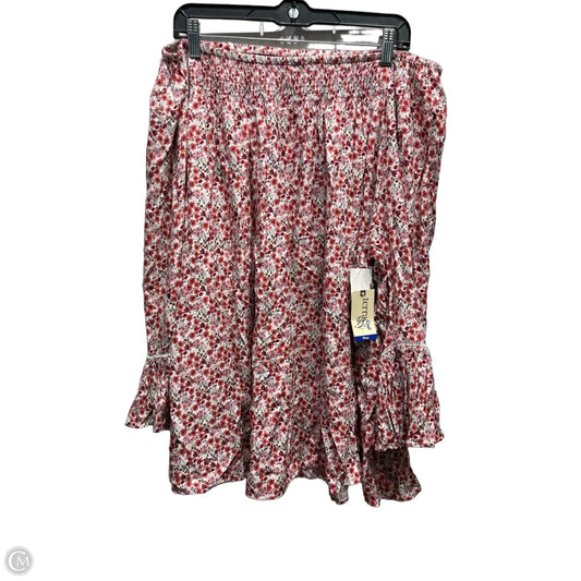 Top Long Sleeve By Terra & Sky In Red & White, Size: 2x