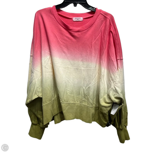 Sweater By Zenana In Green & Pink, Size: 3x