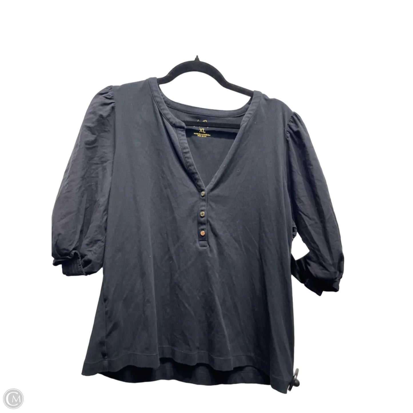Top Short Sleeve Designer By Lilly Pulitzer In Black, Size: Xl