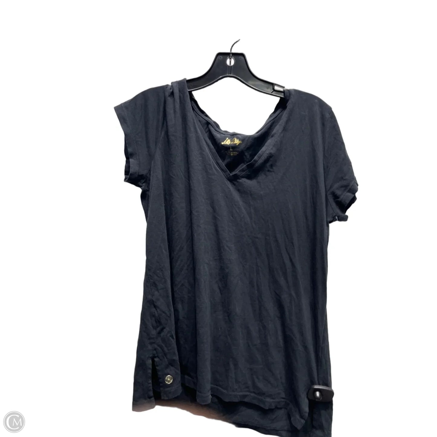 Top Short Sleeve Designer By Lilly Pulitzer In Black, Size: L