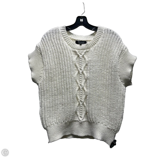 Sweater Short Sleeve By Clothes Mentor In White, Size: L
